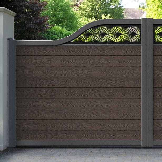 Classic Laurel Curved Top Driveway Gate - Mid Brown - Top Screen
