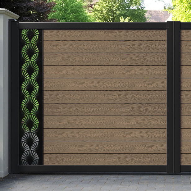 Classic Laurel Straight Top Driveway Gate - Teak - End Screen