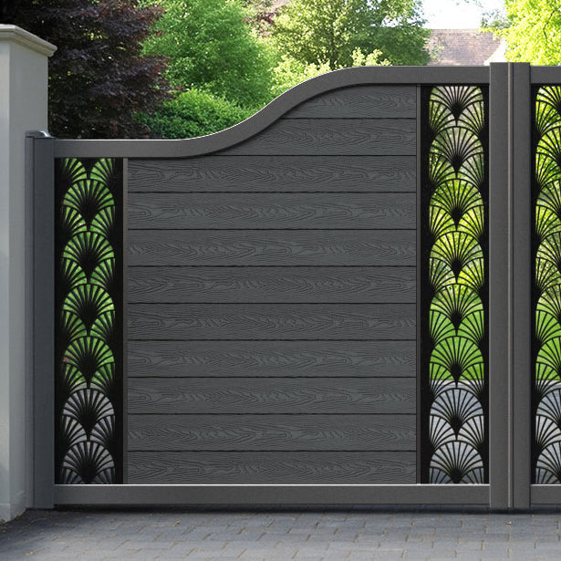 Classic Laurel Curved Top Driveway Gate - Dark Grey - Middle & End Screen