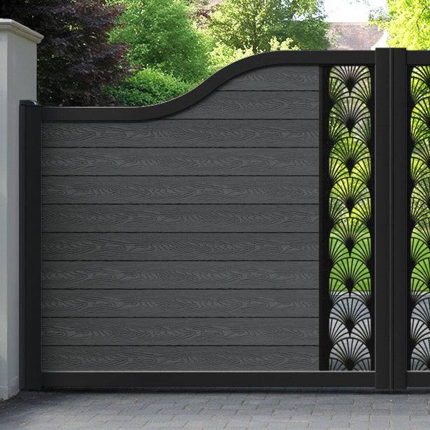 Classic Laurel Curved Top Driveway Gate - Dark Grey - Middle Screen