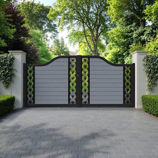 Fusion Laurel Curved Top Driveway Gate - Anthracite - Middle & End Screen