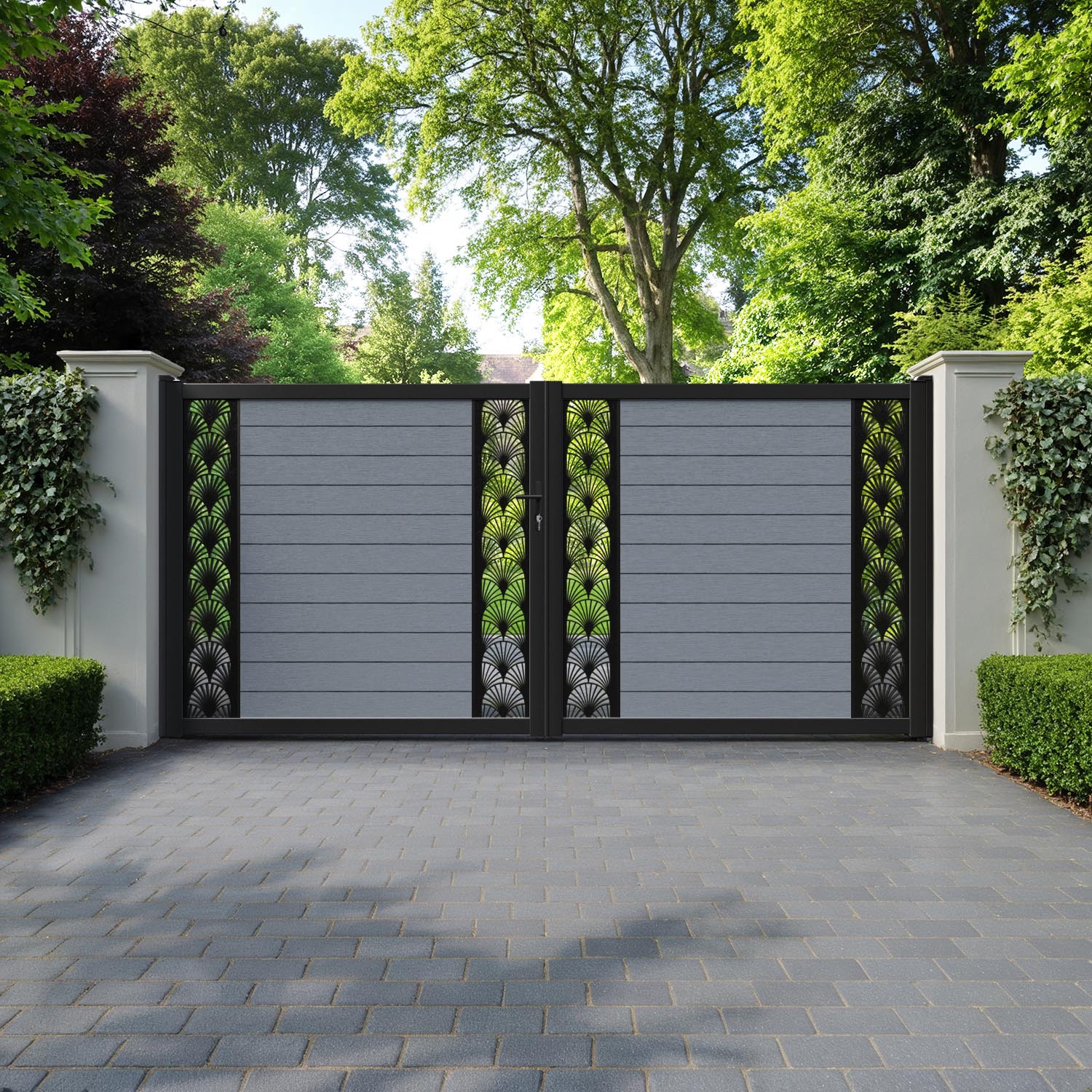 Fusion Laurel Straight Top Driveway Gate - Anthracite - Middle & End Screen