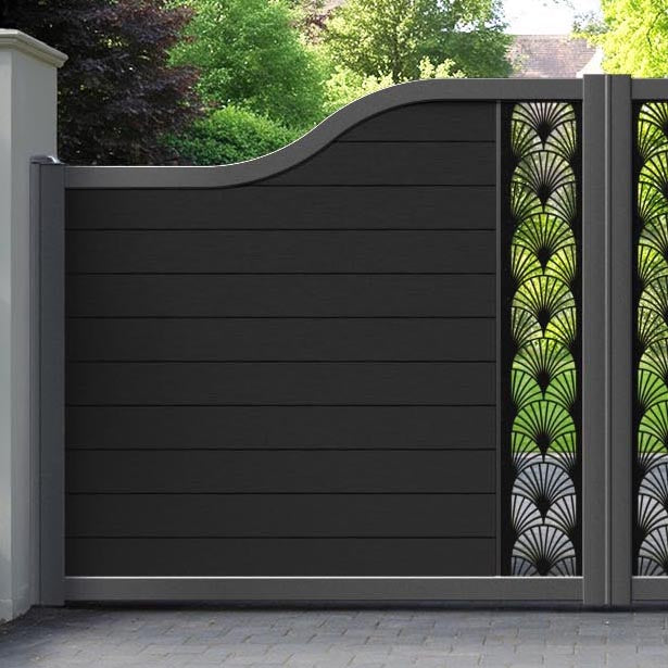 Fusion Laurel Curved Top Driveway Gate - Black - Middle Screen
