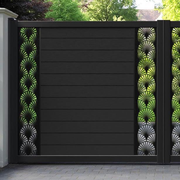Fusion Laurel Straight Top Driveway Gate - Black - Middle & End Screen