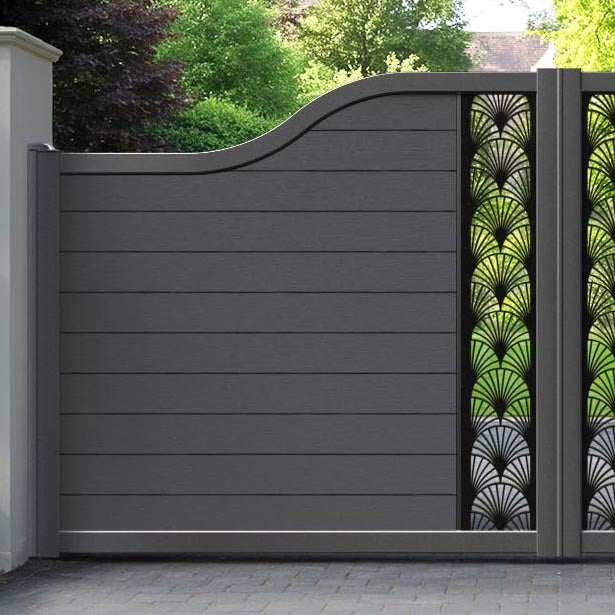 Fusion Laurel Curved Top Driveway Gate - Dark Grey - Middle Screen