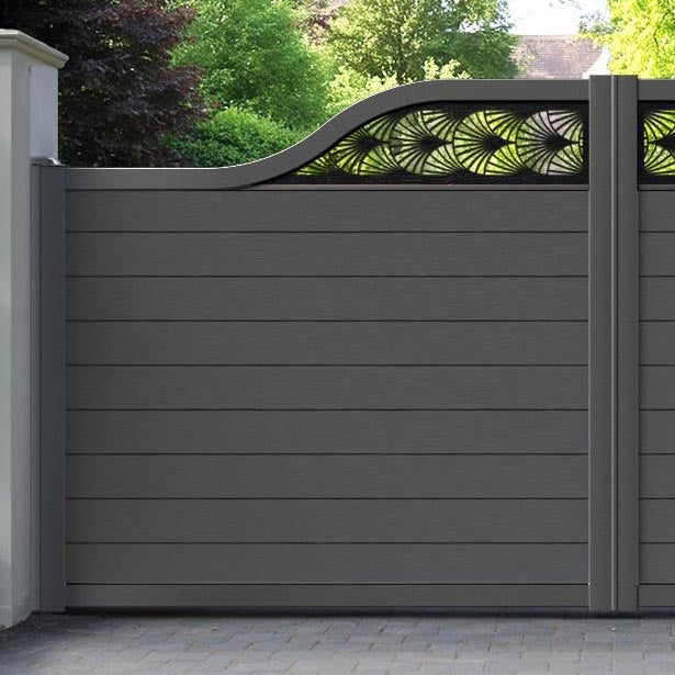 Fusion Laurel Curved Top Driveway Gate - Dark Grey - Top Screen