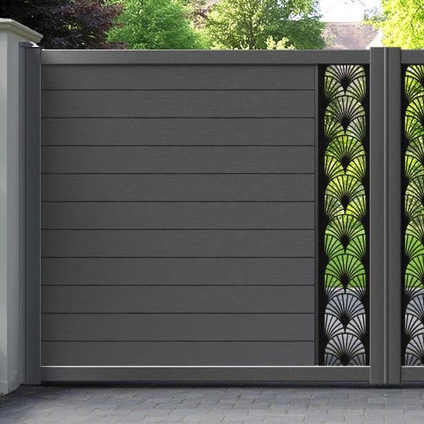 Fusion Laurel Straight Top Driveway Gate - Dark Grey - Middle Screen