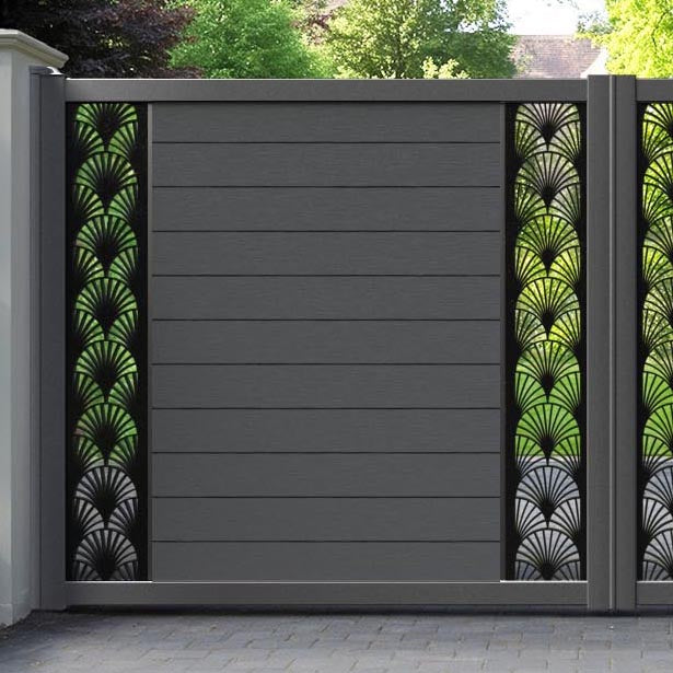 Fusion Laurel Straight Top Driveway Gate - Dark Grey - Middle & End Screen