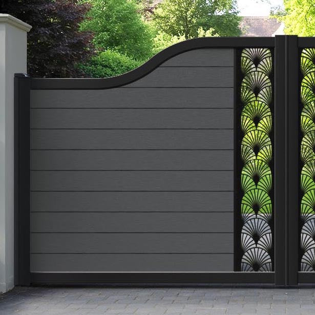 Fusion Laurel Curved Top Driveway Gate - Dark Grey - Middle Screen