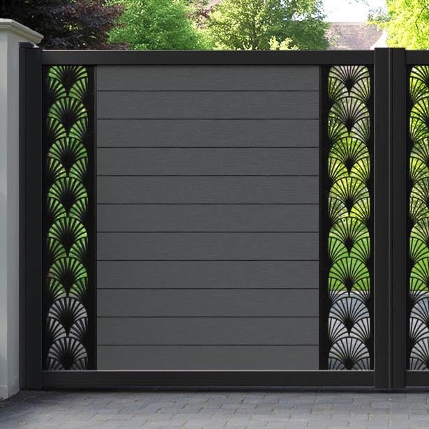 Fusion Laurel Straight Top Driveway Gate - Dark Grey - Middle & End Screen