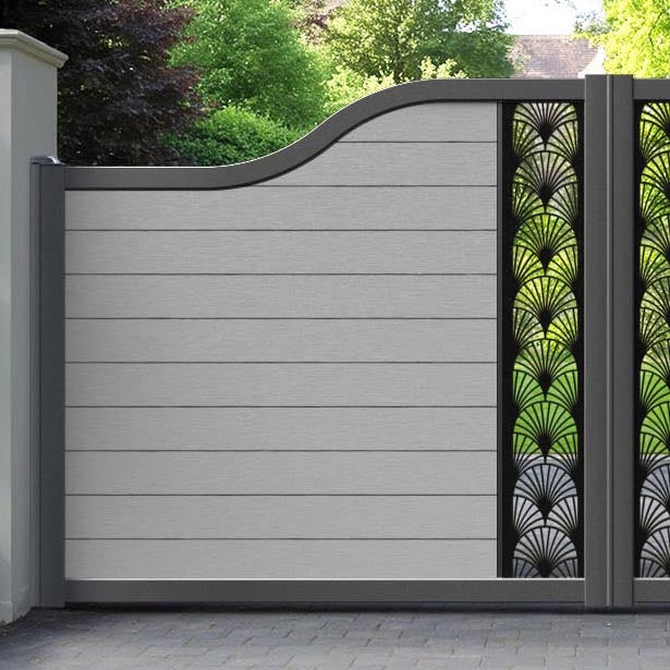 Fusion Laurel Curved Top Driveway Gate - Light Grey - Middle Screen