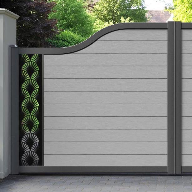 Fusion Laurel Curved Top Driveway Gate - Light Grey - End Screen
