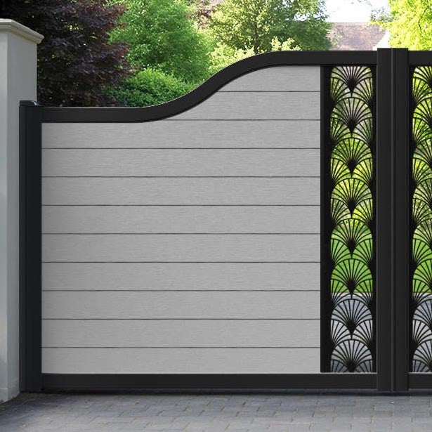 Fusion Laurel Curved Top Driveway Gate - Light Grey - Middle Screen