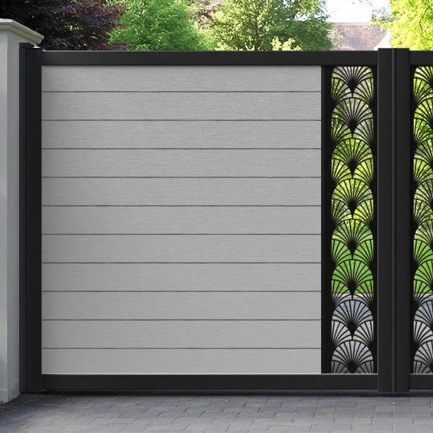 Fusion Laurel Straight Top Driveway Gate - Light Grey - Middle Screen
