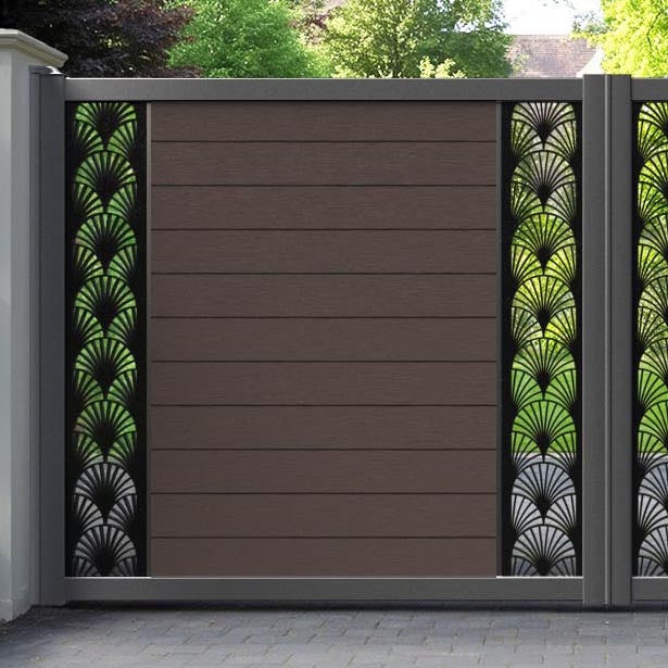 Fusion Laurel Straight Top Driveway Gate - Mid Brown - Middle & End Screen