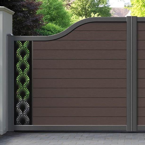 Fusion Laurel Curved Top Driveway Gate - Mid Brown - End Screen