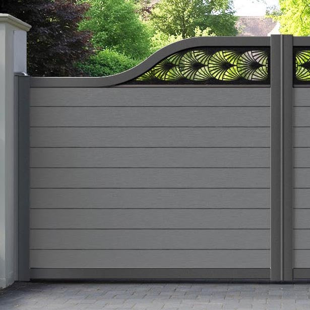 Fusion Laurel Curved Top Driveway Gate - Mid Grey - Top Screen