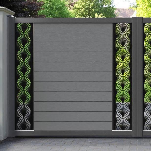 Fusion Laurel Straight Top Driveway Gate - Mid Grey - Middle & End Screen