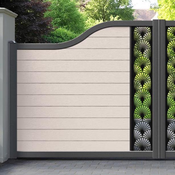 Fusion Laurel Curved Top Driveway Gate - Mid Stone - Middle Screen