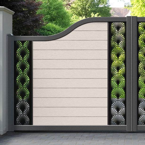 Fusion Laurel Curved Top Driveway Gate - Mid Stone - Middle & End Screen