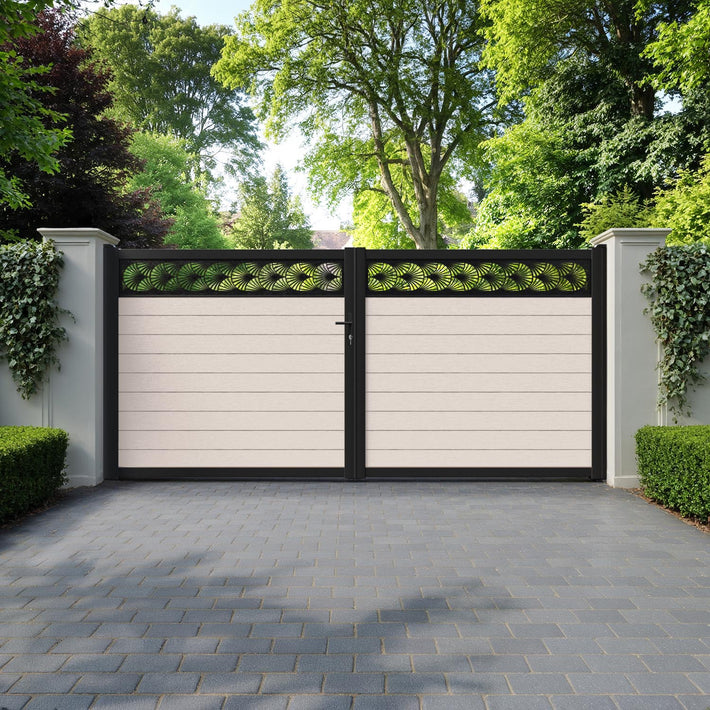 Fusion Laurel Straight Top Driveway Gate - Mid Stone - Top Screen