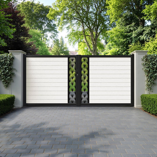 Fusion Laurel Straight Top Driveway Gate - Light Stone - Middle Screen