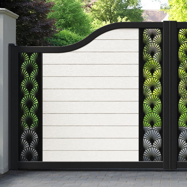 Fusion Laurel Curved Top Driveway Gate - Light Stone - Middle & End Screen