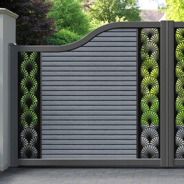 Hudson Laurel Curved Top Driveway Gate - Anthracite - Middle & End Screen