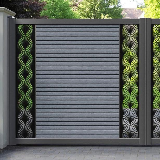 Hudson Laurel Straight Top Driveway Gate - Anthracite - Middle & End Screen