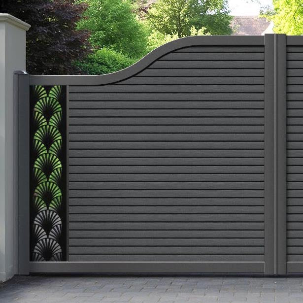 Hudson Laurel Curved Top Driveway Gate - Dark Grey - End Screen