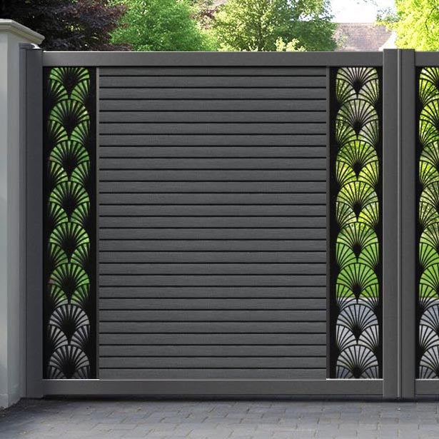 Hudson Laurel Straight Top Driveway Gate - Dark Grey - Middle & End Screen