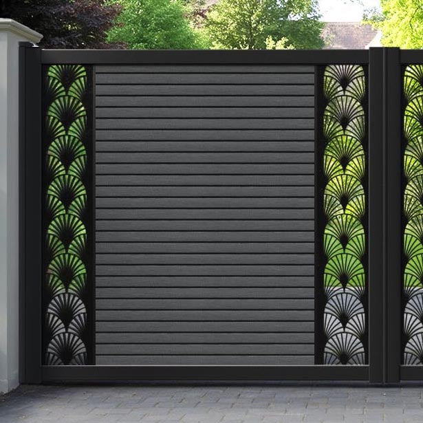 Hudson Laurel Straight Top Driveway Gate - Dark Grey - Middle & End Screen