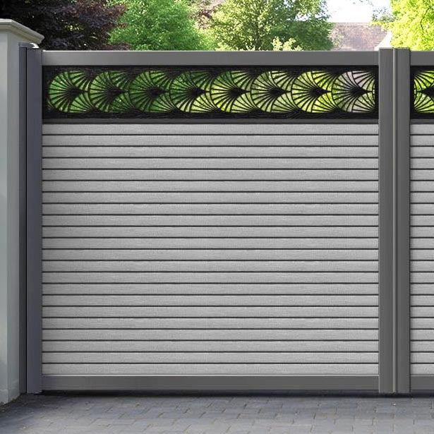 Hudson Laurel Straight Top Driveway Gate - Light Grey - Top Screen