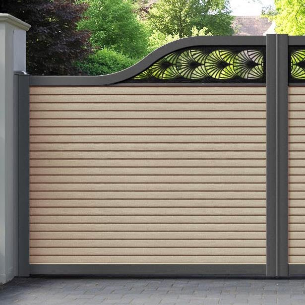 Hudson Laurel Curved Top Driveway Gate - Light Oak - Top Screen