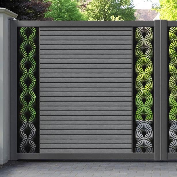 Hudson Laurel Straight Top Driveway Gate - Mid Grey - Middle & End Screen