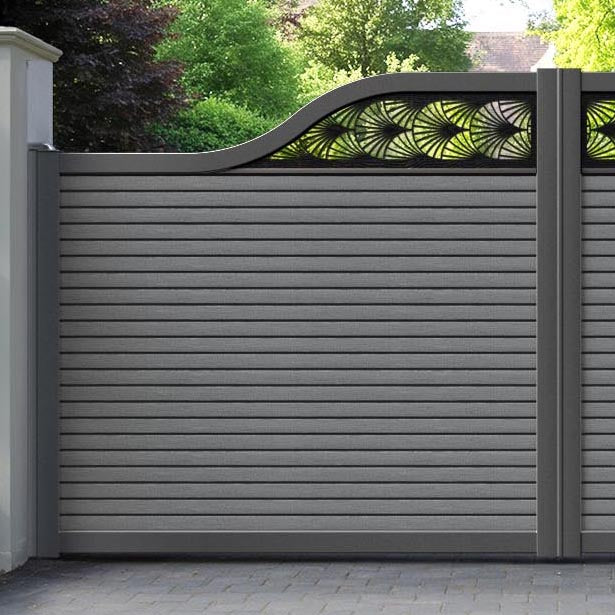 Hudson Laurel Curved Top Driveway Gate - Mid Grey - Top Screen