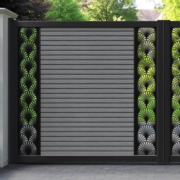 Hudson Laurel Straight Top Driveway Gate - Mid Grey - Middle & End Screen