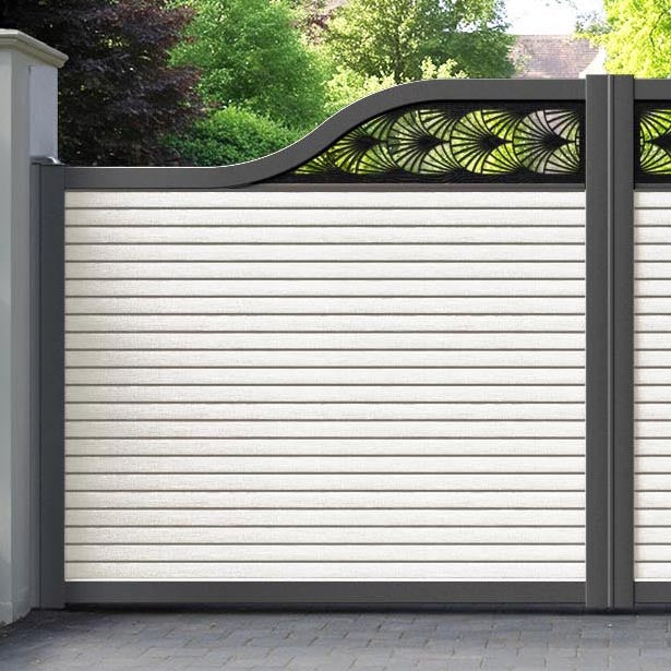 Hudson Laurel Curved Top Driveway Gate - Light Stone - Top Screen