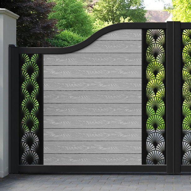 Classic Laurel Curved Top Driveway Gate - Light Grey - Middle & End Screen