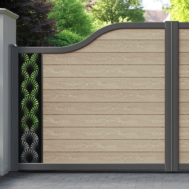 Classic Laurel Curved Top Driveway Gate - Light Oak - End Screen
