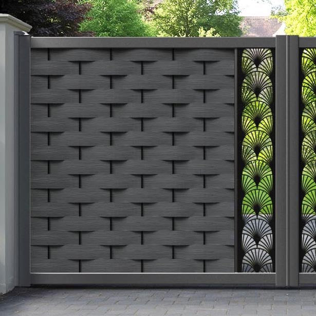 Ripple Laurel Straight Top Driveway Gate - Dark Grey - Middle Screen