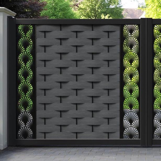 Ripple Laurel Straight Top Driveway Gate - Dark Grey - Middle & End Screen