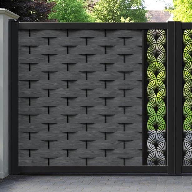 Ripple Laurel Straight Top Driveway Gate - Dark Grey - Middle Screen