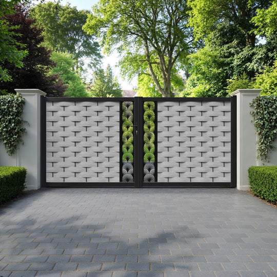 Ripple Laurel Straight Top Driveway Gate - Light Grey - Middle Screen