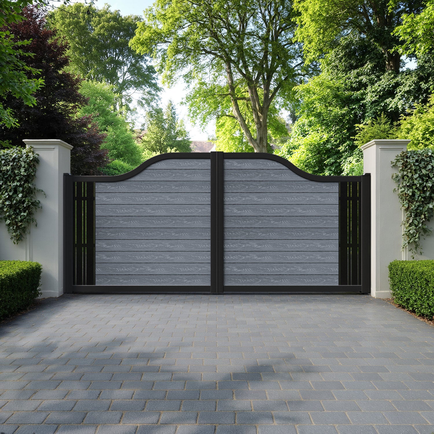 Classic Linea Curved Top Driveway Gate - Anthracite - End Screen