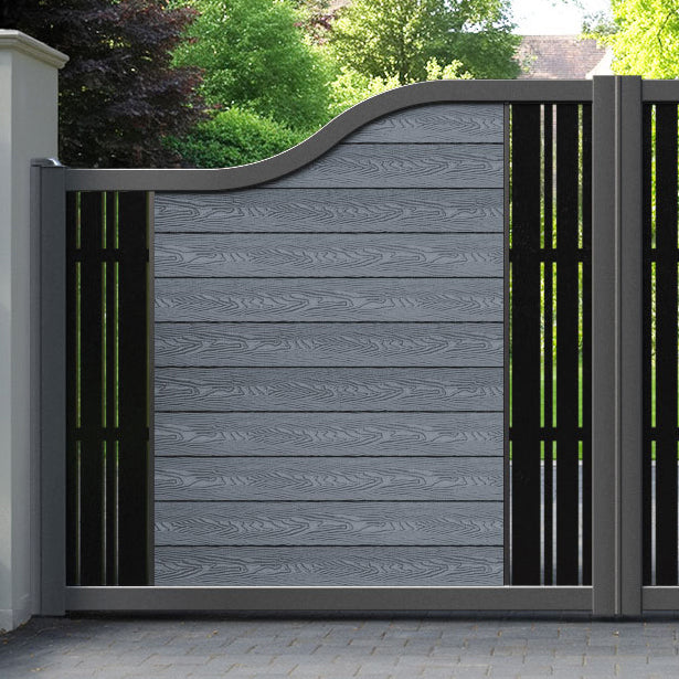 Classic Linea Curved Top Driveway Gate - Anthracite - Middle & End Screen