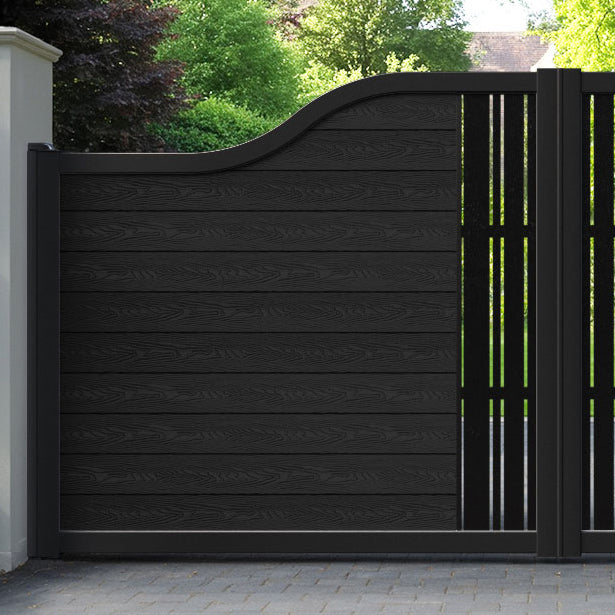 Classic Linea Curved Top Driveway Gate - Black - Middle Screen