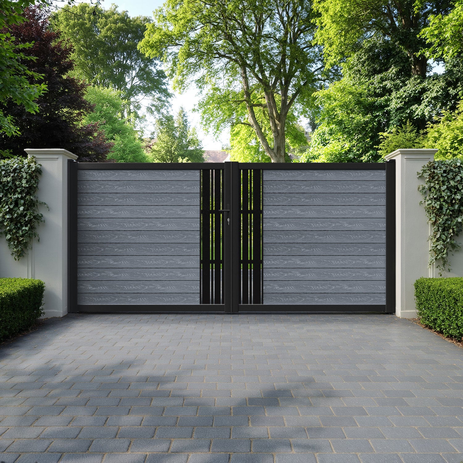 Classic Linea Straight Top Driveway Gate - Anthracite - Middle Screen