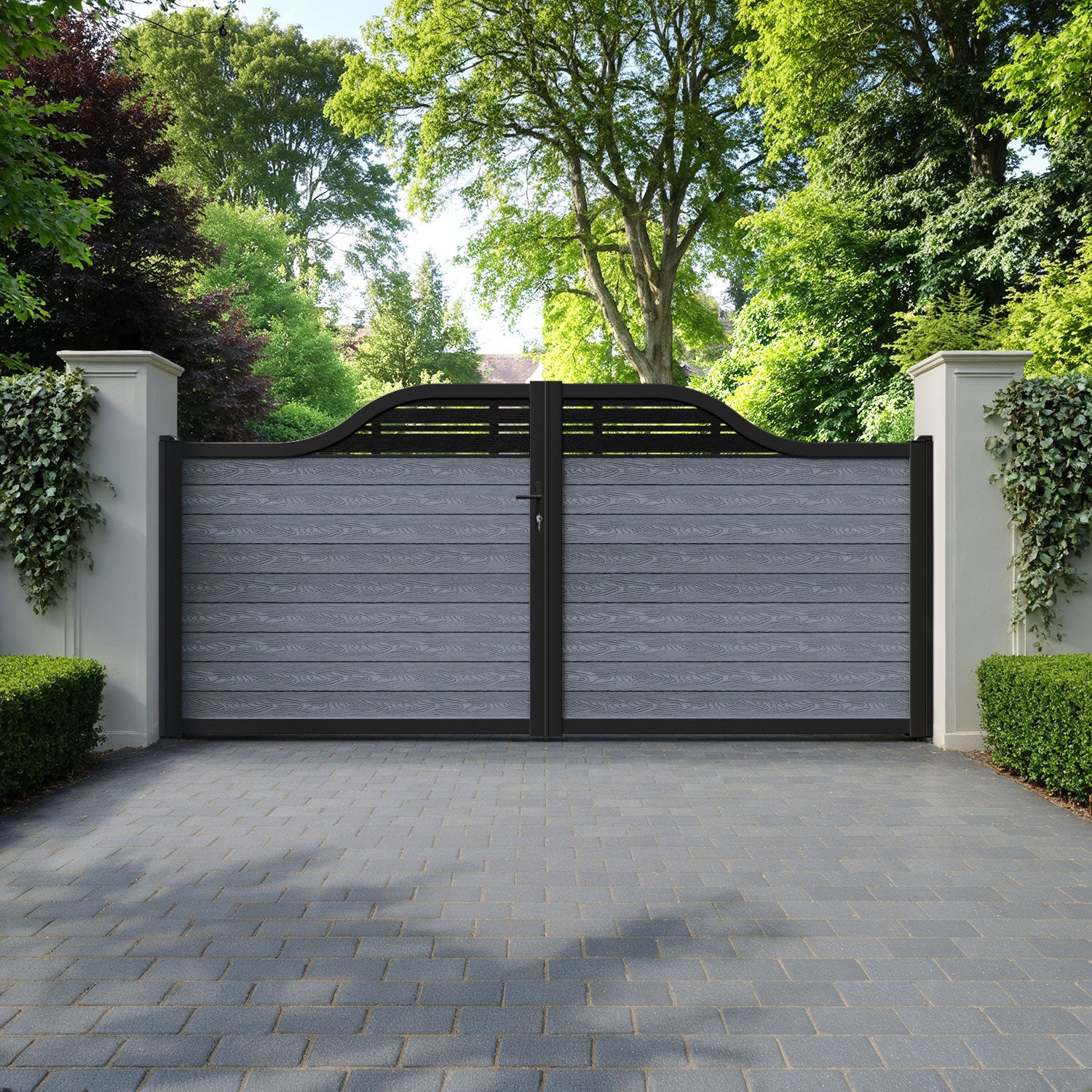 Classic Linea Curved Top Driveway Gate - Anthracite - Top Screen