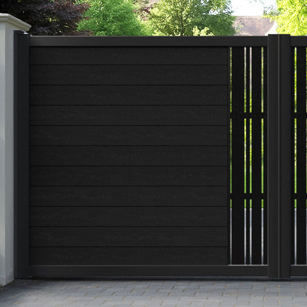 Classic Linea Straight Top Driveway Gate - Black - Middle Screen
